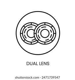 Dual lens line vector for packaging on CCTV camera with editable stroke