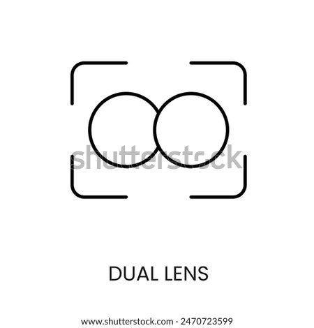 Dual lens line vector for packaging on CCTV camera with editable stroke