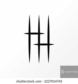 Dual letter or word H sans serif taper line font on left right simple unique creative premium clean graphic icon logo design abstract concept free vector stock. Related to typography or initial