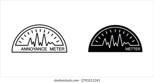 Dual line art and solid silhouette gauges showing extreme irritation levels. Useful for stress management or customer feedback concepts.