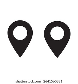 Dual Location Pin Vector Icon for Navigation, GPS, and Mapping Interfaces.