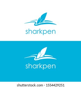 a dual meaning feather or shark logo concept