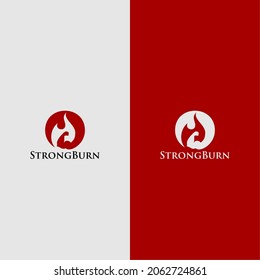 Dual Meaning Fire And Strong Hand Logo Concept, Fitness Logo Burn And Hand Vector Template