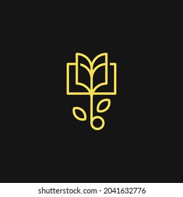 dual meaning flower and book logo with monoline concept