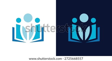 Dual meaning logo combining a book and human figure, symbolizing education, knowledge sharing, learning, and people-centered development.