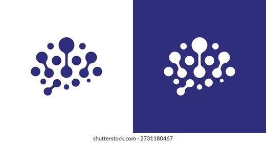 Dual meaning logo combining a brain and connected dots, symbolizing intelligence, neural networks, data connectivity, and advanced thinking or AI-driven solutions.