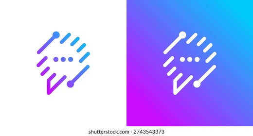 Dual meaning logo combining chat, technology, and connection elements, symbolizing smart communication, digital networking, seamless interaction, and innovative connected platforms.
