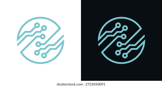 Dual meaning logo combining a circle and tech circuit elements, symbolizing connectivity, innovation, digital systems, and continuous technological growth.