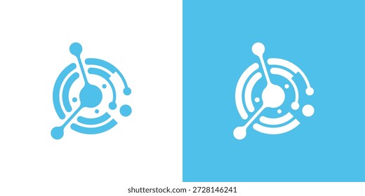 Logotipo de duplo significado combinando um círculo e conexões moleculares, simbolizando unidade, ciência, inovação e sistemas conectados em um design moderno e limpo.