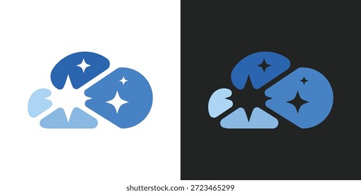 Logotipo de duplo significado combinando uma nuvem e uma estrela, simbolizando inovação, inspiração, serviços digitais e desempenho excepcional com uma identidade limpa e moderna.