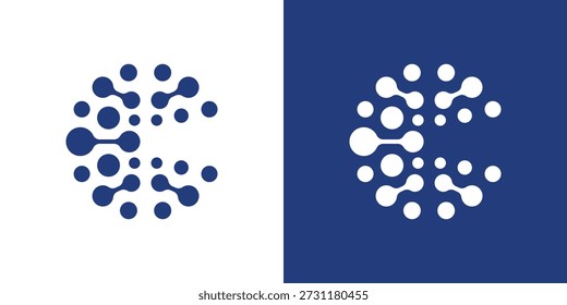 Logotipo de duplo significado que combina elementos globais e de conexão, simbolizando redes mundiais, comunicação, colaboração e conectividade digital integrada.