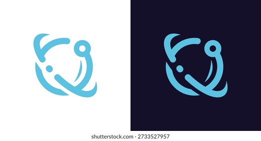 Logotipo de duplo significado que combina elementos globais e tecnológicos, simbolizando conectividade mundial, inovação digital, sistemas avançados e soluções tecnológicas globais modernas.