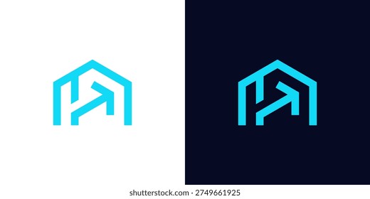 Dual meaning logo combining home and arrow elements, symbolizing direction, progress, property growth, and forward-moving residential or real estate solutions.
