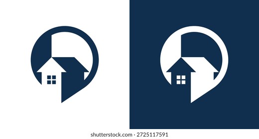 Dual meaning logo combining a house and talk elements, symbolizing communication, consultation, support, and trusted discussion within real estate or home services.