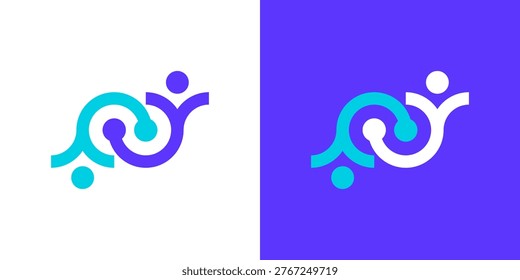 Dual meaning logo combining people and hub connection elements, symbolizing community networking, collaboration, central connectivity, and the power of bringing people together within an integrated system.