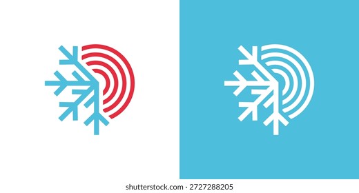 Dual meaning logo combining snow and heater elements, symbolizing temperature control, climate balance, cooling and heating solutions, and efficient energy management.