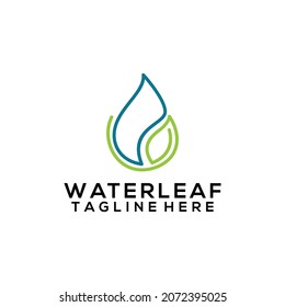 Dual meaning logo concept of water and leaf isolated in white background