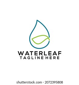 Dual meaning logo concept of water and leaf isolated in white background