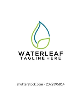 Dual meaning logo concept of water and leaf isolated in white background