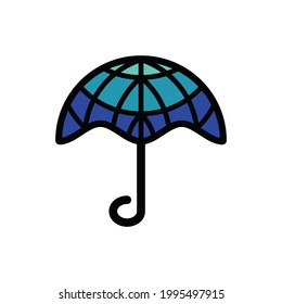 Duale Bedeutung Logo-Design-Kombination aus Regenschirm und Globe
