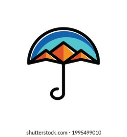 Dual Meaning Logo Design Combination of umbrella and  Mountain