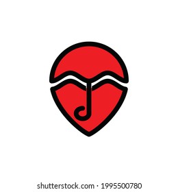 Dual Meaning Logo Design Combination of umbrella and  Map
