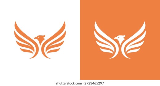 Logotipo de duplo significado com um pássaro águia, simbolizando força, liberdade, visão, liderança e alta ambição com uma identidade ousada e moderna.