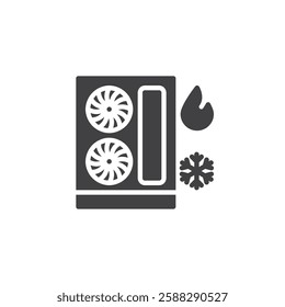 Dual mode unit with heating and cooling symbols vector icon. filled flat sign for mobile concept and web design. Heat Pump glyph icon. Symbol, logo illustration. Vector graphics