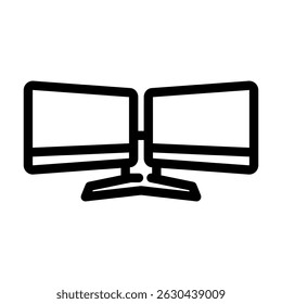dual monitor setup gaming pc line icon vector. dual monitor setup gaming pc sign. isolated contour symbol black illustration