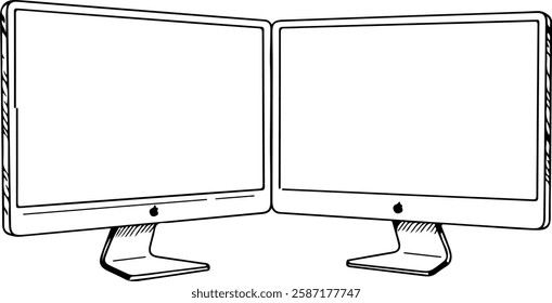 Dual Monitor Setup with Thin Bezels and Stand