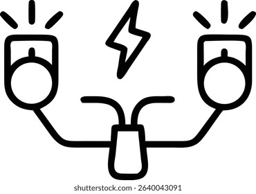 Dual power source icon with lightning bolt