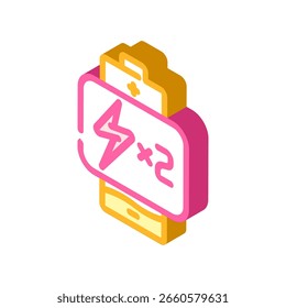 Icono isométrico de fuente de energía dual. Vector de fuente de energía dual. Ilustración de símbolo aislado