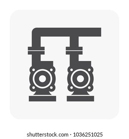Dual pump or dual water pressure system and pipeline vector icon. To increase efficiency, flow and pressure of fluid and reduce pressure drop and less power needed. Ready for failure of critical.