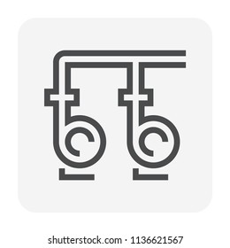 Dual pump or dual water pressure system and pipeline vector icon. To increase efficiency, flow and pressure of fluid and reduce pressure drop and less power needed. Ready for failure. 48x48 pixel.