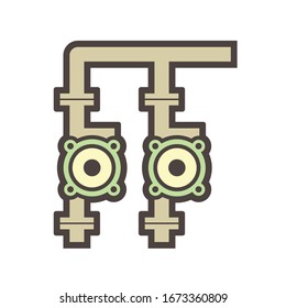Bomba de agua e icono vectorial de canalización de agua para distribución de agua.