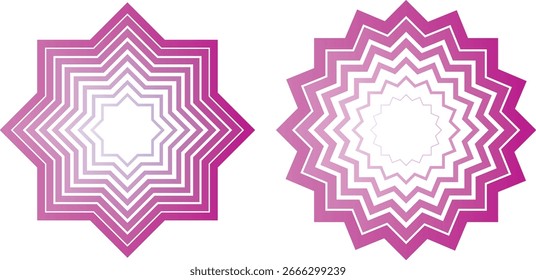 Dual Purple Gradient Layered Star Shapes Sharp   Rounded Edges