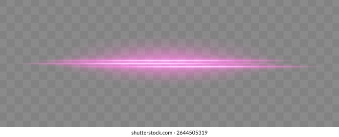Feixes de luz horizontal roxo duplo com brilho suave e borrão de movimento no fundo transparente. Série de energia futurista ideal para design de interface do usuário, sobreposições de ficção científica ou efeitos de velocidade.