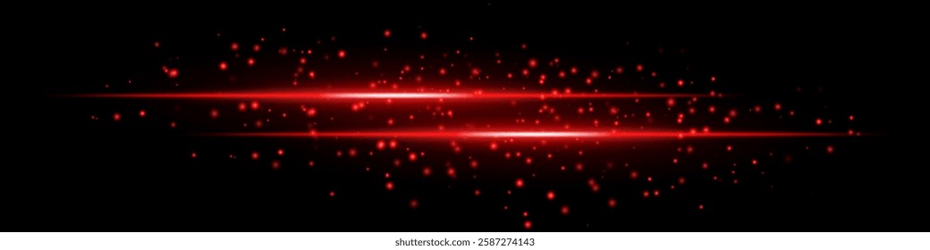 Dual red laser beams with glowing energy particles on a dark background. The scattered sparks create a futuristic, sci-fi effect, perfect for digital art, space themes, and high-tech visual designs.