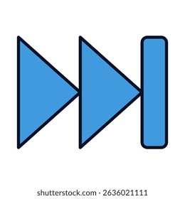 Dual Rightward Triangles with Terminal Bar Representing Media Track Advancement Functionality