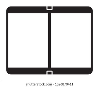 Dual screen folding mobile smartphone device flat vector icon for apps and websites