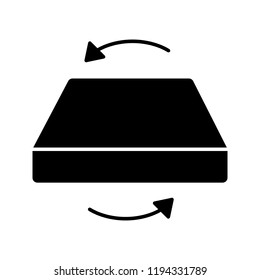 Dual season two-sided mattress glyph icon. Winter summer isothermal mattress. Bedding. Silhouette symbol. Negative space. Vector isolated illustration