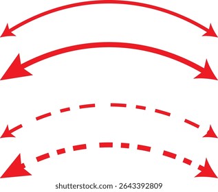 Seta semicírculo dual definida, Preto, vermelho, ponteiro de estoque, direção, design de aplicativo e logotipo, ícone de seta azul, ilustração vactor,
