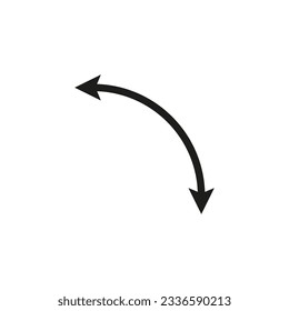 Dual semi circle arrow. Vector illustration. Semicircular curved thin long double ended arrow.	