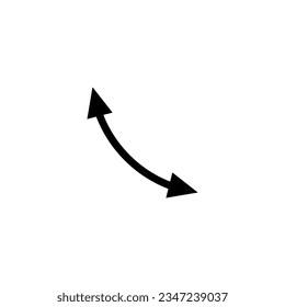 Dual semi circle arrow. Vector illustration. Semicircular curved thin small short double ended arrow.	