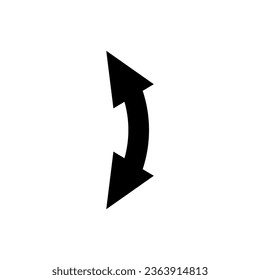 Dual semi circle arrow. Vector illustration. Semicircular curved wide short double ended arrow.	
