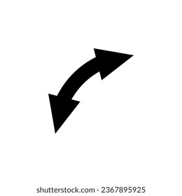 Dual semi circle arrow. Vector illustration. Semicircular curved wide short double ended arrow.	