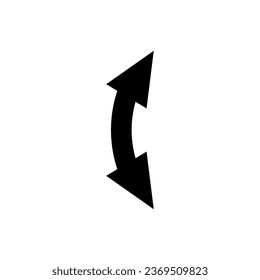 Dual semi circle arrow. Vector illustration. Semicircular curved wide short double ended arrow.	