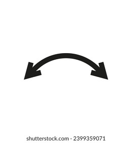 Dual semi circle arrow. Vector illustration. Semicircular curved double ended arrow.