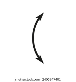 Dual semi circle arrow. Vector illustration. Semicircular curved thin long double ended arrow.	
