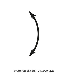 Dual semi circle arrow. Vector illustration. Semicircular curved thin long double ended arrow.	
